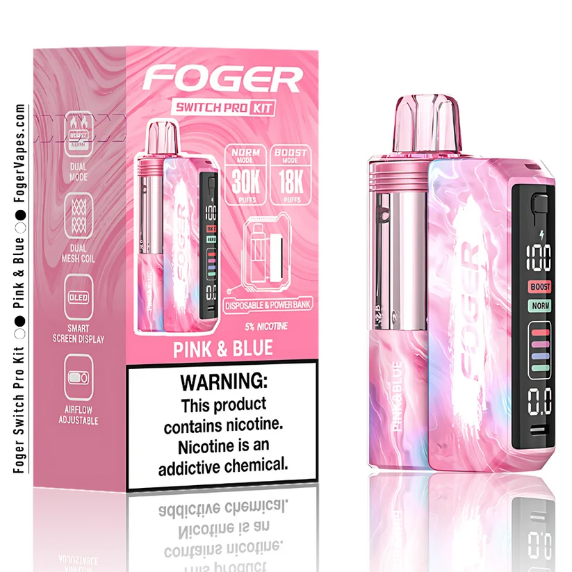 Pink & Blue Foger Switch Pro Kit 30K Puffs